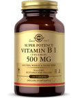 Solgar Vitamin B1 (Thiamin) 500 mg, 100 Tablets - Energy Metabolism, Healthy Nervous System, Overall Well-Being - Super Potency - Non-GMO, Vegan, Gluten/Dairy Free - 100 Servings