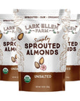 Lark Ellen Farm Raw Almonds Sprouted Unsalted Steam Pasteurized Certified USDA Organic GlutenFree Whole Shelled California Premium Nuts 10 oz 3 Pack