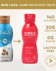 Iconic Protein Drinks Café Latte 12 Pack  Sugar Free  Low Carb  20g Protein  100mg Caffeine  Lactose Free Gluten Free  Keto Friendly Protein Coffee