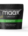 Maax Caffeine Energy Gum  125mg of caffeine per piece  Spearmint  125 total pieces per bag  Focus Supplement