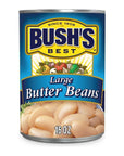 BUSHS BEST 16 oz Canned Large Butter Beans Source of Plant Based Protein and Fiber Low Fat Gluten Free Pack of 12