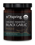 Solspring Organic Fermented Black Garlic  Peeled 1 Jar 5 oz Made in USA Certified USDA Organic Gluten Free Soy Free Dr Mercola