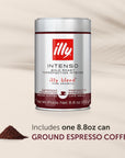 illy Ground Coffee Espresso - 100% Arabica Coffee Ground - Intenso Dark Roast - Warm Notes of Cocoa & Dried Fruit - Rich Aromatic Profile - Precise Roast - No Preservatives - 8.8 Ounce