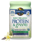 Garden of Life Raw Organic Protein & Greens Vanilla - Vegan Protein Powder for Women and Men, Plant and Pea Proteins, Greens & Probiotics, Gluten Free Low Carb Shake Made Without Dairy 20 Servings