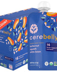 Cerebelly Baby Food Pouches - Organic Butternut Squash White Bean (4 oz, Pack of 6) Toddler Snacks - 16 Brain-supporting Nutrients from Superfoods - Gluten-Free, BPA-Free, Non-GMO, No Added Sugar