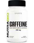 NutraBio 100% Pure Caffeine Capsules (250 Capsules)