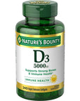 Nature's Bounty Vitamin D3, Immune Support, 125 mcg (5000iu), Rapid Release Softgels, 240 Ct