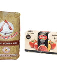 Bomba Paella Rice with Spanish Homemade Fried Tomato Sauce Kit containing 1 bag of 22 lb of Bomba Rice and 3x155g cans of Hida Tomate Frito Perfect for Authentic Paella High Quality Products from Spain