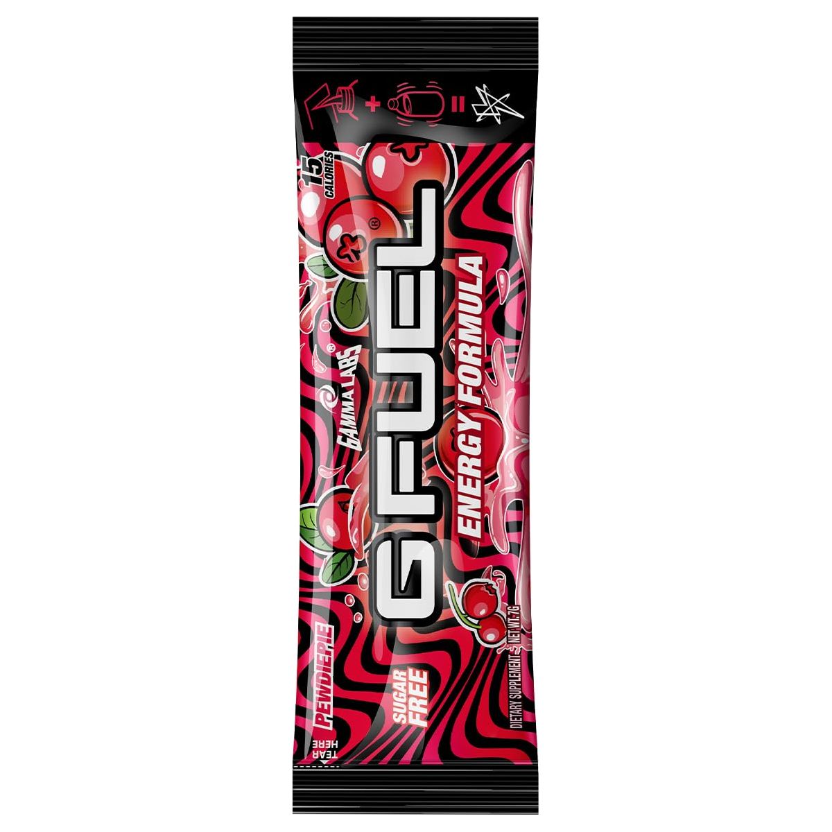 G Fuel PewDiePie Energy Powder Packets Sugar Free Clean Caffeine Focus Supplement Water Mix Lingonberry Fruit Flavor Focus Amino Vitamin  Antioxidants Blend  6 Stick Pack 025 oz