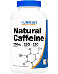 Nutricost Natural Caffeine 200mg, 250 Vegetarian Capsules - Gluten Free, Non-GMO