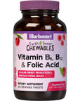 Bluebonnet Nutrition Earth Sweet Vitamin B6, B12, Plus Folic Acid Chewable Tablets, Vegan, Vegetarian, Gluten Free, Soy Free, Milk Free, Kosher, 60 Chewable Tablets, Raspberry Flavor