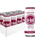 Hiball Energy Seltzer Water Caffeinated Sparkling Water Made with Vitamin B12 and Vitamin B6 Sugar Free 8 pack of 16 Fl Oz Wild Berry