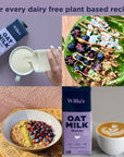 Willas Organic Barista Oat Milk Gluten Free Vegan Foams  Froths For Coffee CreamerMatcha Whole Grain Oats Maple Sugar Vanilla Extract Non GMO 3g Sugar 4g Protein 32 oz 6 Pack