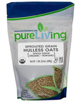 PureLiving Organic Sprouted Grain Hulless Oats Groats  24 Ounce Bag