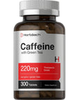 Caffeine Pills 200mg | with Green Tea | 300 Tablets | Vegetarian, Non-GMO & Gluten Free | by Horbaach