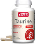 Jarrow Formulas Taurine 1000 mg - 100 Capsules - Antioxidant Amino Acid - Brain Health & Function Dietary Supplement - Pharmaceutical Grade Taurine Capsules - 100 Servings