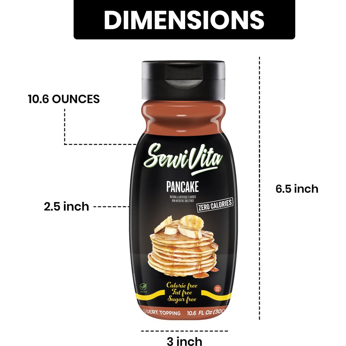 Sugar Free Pancake Syrup Zero Calories and Fat Free 106 FL OZ  No Sugar Pancake Syrup Dessert Topping GlutenFree NonGMO Vegan and Keto Friendly  ServiVita