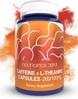 Caffeine and L-Theanine Capsules | 60 Count | Contains 200mg of Caffeine and 100mg of L-Theanine | Natural Nootropic Supplement | Energy Booster | Mental Focus + Alertness | Coffee Alternative