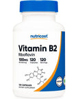 Nutricost Vitamin B2 (Riboflavin) 100mg, 120 Capsules - Gluten Free and Non-GMO