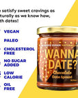 Wanna Date Chocolate Date Spread Vegan Paleo Friendly GlutenFree DairyFree NonGMO No Added Sugar Low Calorie Kosher Certified Healthy Sugar Substitute Sugar Free Alternative 2 Jars