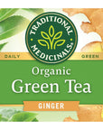 Traditional Medicinals Organic Green Tea Ginger Herbal Tea Promotes Healthy Digestion Pack of 2 Total 32 Tea Bags