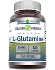 Amazing Formulas L-Glutamine 800mg Per Serving 180 Capsules Supplement | Non-GMO | Gluten Free | Made in USA