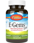 Carlson - E-Gems Elite, 400 IU (268 mg) Vitamin E with Tocopherols & Tocotrienols, Natural-Source, Vitamin E Capsules, Heart Health & Optimal Wellness, Antioxidant, Vitamin E Supplement, 120 Softgels