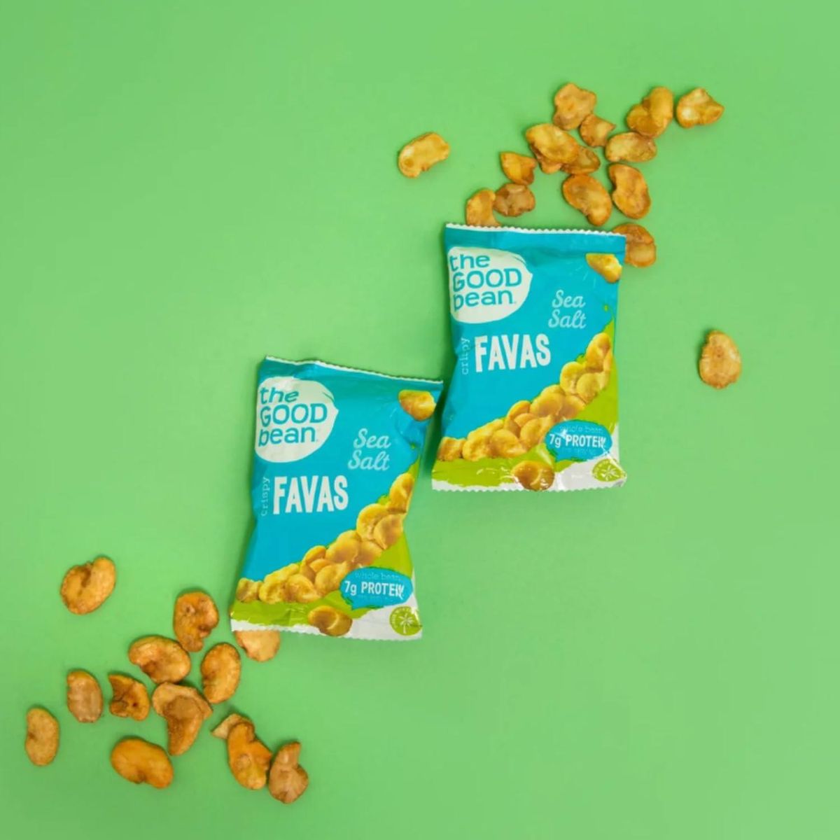 The Good Bean Crispy Favas - Sea Salt - (50 Pack) 1 oz Bag - Fava Beans - Vegan Snack with Good Source of Plant Protein and Fiber