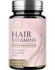 Hair Vitamins with Biotin, Vitamin E & C - Extra Strength Keratin Support for Hair Growth, Stronger, Beautiful Hair, Skin & Nails, Biotin Hair Vitamin Supplement, Non-GMO No Gluten - 60 Capsules