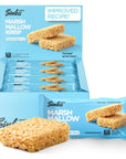 New Improved Recipe  Sinless Snacks Marsh Mallow Krisp  Perfect Keto Snacks  Delicious Gluten Free Low Carb Snacks  Marshmallow Keto Cereal Bars  Soft  Chewy Low Sugar Snack  Less Than 1g Sugar  10g Protein  2g NetCarbs 8 Count