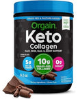 Orgain Keto Collagen Protein Powder, Chocolate - 10g Grass Fed Hydrolyzed Collagen Peptides Type 1 & 3, 10g Protein, 5g MCT Oil - Hair, Skin, Nail, & Joint Support, Gluten Free, Paleo - 0.88lb