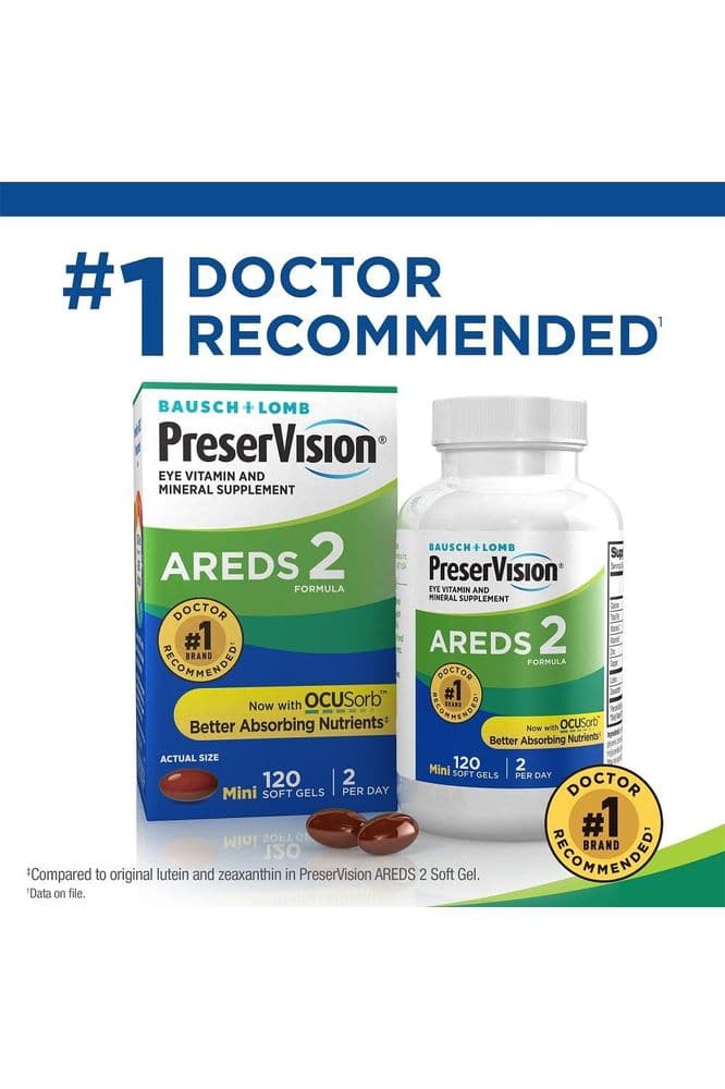 PreserVision AREDS 2 Eye Vitamin &amp; Mineral Supplement, Contains Lutein, Vitamin C, Zeaxanthin, Zinc &amp; Vitamin E, 120 Softgels (Packaging May Vary)