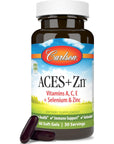 Carlson - ACES + Zn, Vitamins A, C, E + Selenium & Zinc, Cellular Health & Immune Support, Antioxidant, 60 Softgels