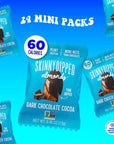 SkinnyDipped Dark Chocolate Cocoa Almonds, Healthy Snack, Plant Protein, Gluten Free, 0.46 oz Mini Bags, Pack of 24