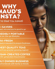 Mauds Instant Peach Tea Insta Just Peachy 26ct Solar Energy Produced Single Serve Peach Flavored Tea Instant Travel Stick Packs Instantly Hot or Iced Tea 100 California Tea Blend