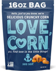 LOVE CORN Sea Salt 16oz x 1 Bag  Delicious Crunchy Corn  Healthy Family Snacks  Gluten Free Kosher NonGMO Alternative for Chips Nuts Crackers  Pretzels  Perfect for Charcuterie Boards