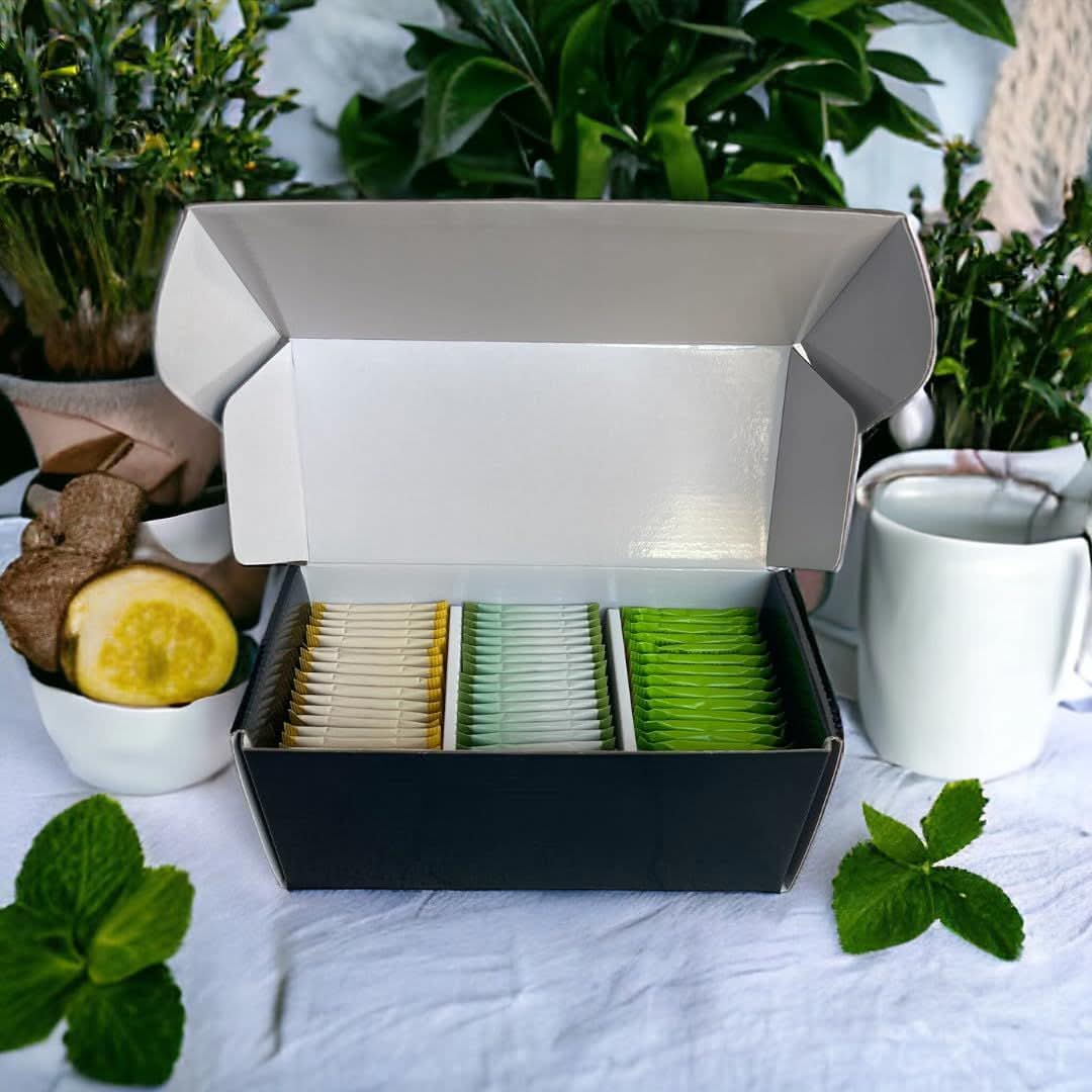 Ultimate Cold Buster Medicine Ball Tea Variety Set Lemon Ginger Peppermint  Peach Ginger Tea Bags  60 pcs with Honey Sticks  Recipe eBook