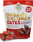 ORGANIC Pitted Dates (Deglet Nour) - Sunny Fruit 40oz Bulk Bag (2.5 lbs)