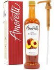 Amoretti  Peach Beverage Infusion  Drink Mix  Water Enhancer with Pump for Flavoring Cocktails Waters Teas and other Beverages 94 Servings Per Bottle 750 ml Preservative Free