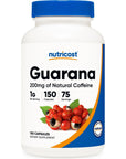 Nutricost Guarana 1000mg Serving, 150 Vegetarian Capsules - Natural Herbal Brazilian Caffeine Energizer Supplement