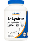 Nutricost L-Lysine 1000mg, 250 Capsules - 500mg Per Cap, Gluten Free, Non-GMO