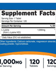 Nutricost L-Lysine 1000mg, 120 Tablets - Gluten Free, Non-GMO, and Vegetarian Friendly