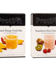 PROTIFIT  High Protein Peach Mango  Strawberry Kiwi Fruit Drink 2 Pack 15g Protein Low Calorie Sugar Free Ideal Protein Compatible 7 Servings Per Box 2 Pack