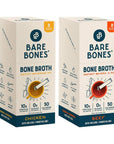 Bare Bones Bone Broth Instant Powdered Mix, Variety Pack, 8 Chicken and 8 Beef, 15g Sticks, 10g Protein, Keto & Paleo Friendly Bone Broth Packets, 16 Total Servings