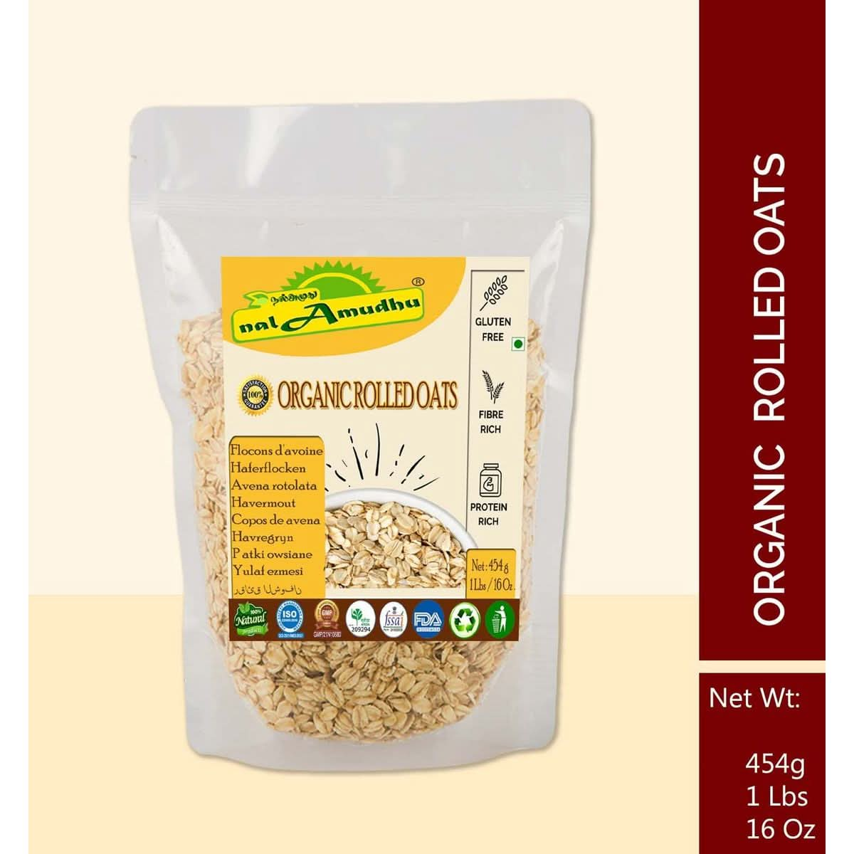 nalAmudhu Organic Gluten Free Rolled Oats 454g1 Lbs16 Oz