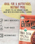 BeanVIVO Pack of 3 Organics Plant based Protein Three Bean Vegan Chili  Good Source of Fiber  Nutritious  Microwave Meals  GlutenFree Plant Food  10 oz