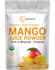 Organic Mango Juice Powder 8oz  100 Natural Fruit Powder  Cold Pressed Mangos Source  No Sugar  Additives  Great Flavor for Drinks Smoothie  Beverages  NonGMO  Vegan Friendly