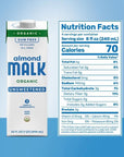 Malk Organic Unsweetened Almond Milk  32 fl oz  6 pack  Non GMO Whole 30 approved Dairy Free Vegan Plant Based