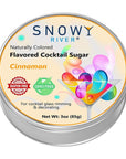 Snowy River Holiday Cinnamon Flavored Cocktail Sugar  Add Glamor and Sensational Flavor to Your Holiday Cocktails Margaritas Drinks and other beverages  3oz Gift Tin Cinnamon