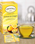 Twinings Lemon  Ginger Individually Wrapped Herbal Tea Bags 25 Count Pack of 1 Spicy Ginger Lemon Peel and Lemongrass with eRaiyan Sticker